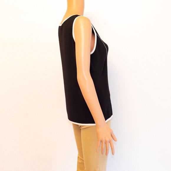 Contrast Detail Black Knit Sleeveless Blouse | Grace Dane Lewis | Size L - Picture 5 of 13
